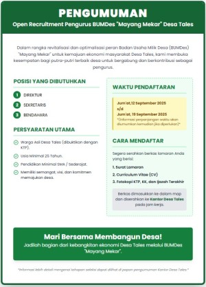PENDAFTARAN PENGURUS BUMDes DESA TALES